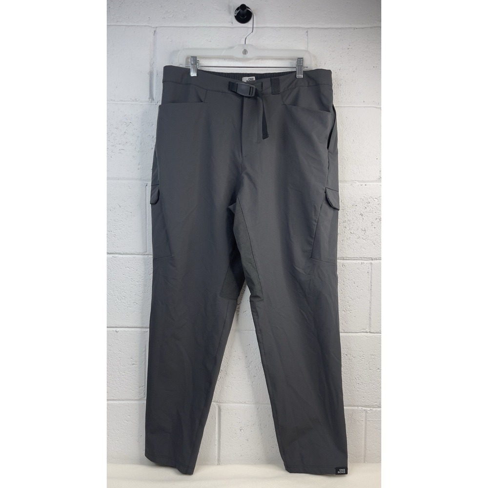 One Bone Men's C  36x 30 Cargo  Hiking Pants Grey  Belted Stretch Elastic Waist